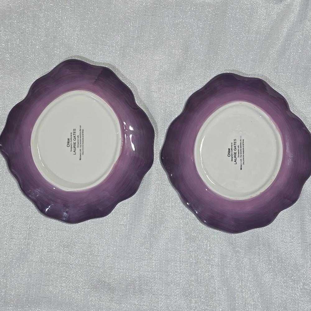 Laurie Gates Chloe Design Purple Floral Decorative Small Plate Set Of Two - Picture 7 of 13